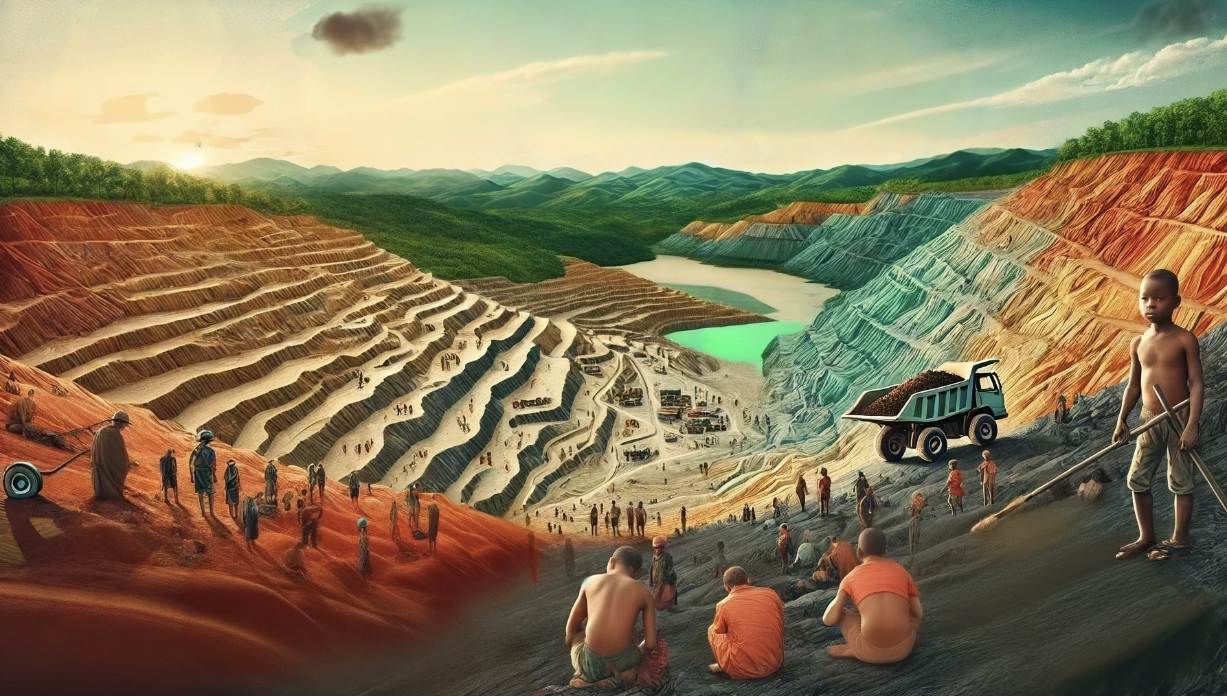 AI-generated illustration of cobalt mining in the Congo